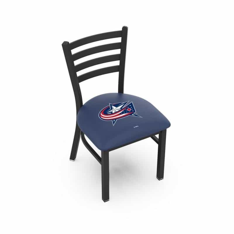 L00418 Black Wrinkle Columbus Blue Jackets Stationary Chair With Ladder Style Back By Holland Bar Stool Co