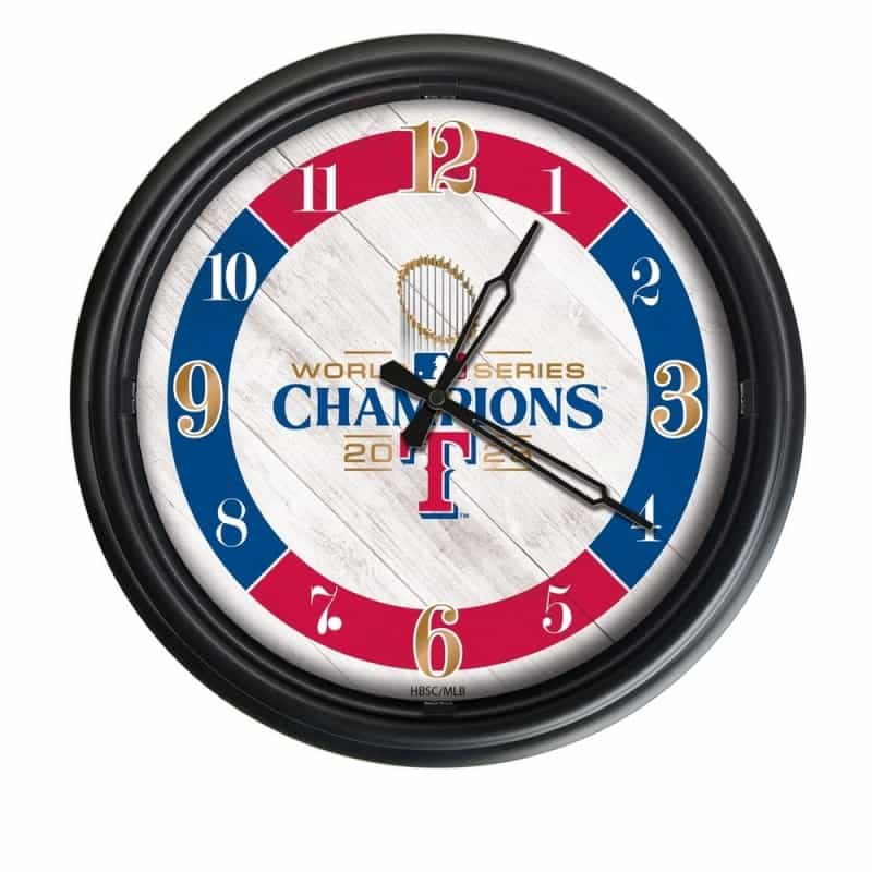 Texas Rangers - 2023 World Series Champions Indoor/Outdoor Led Wall Clock By Hbs
