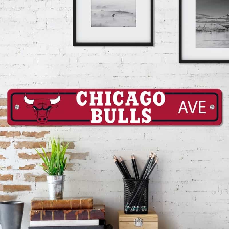 Chicago Bulls Team Color Street Sign Dcor 4In. X 24In. Lightweight