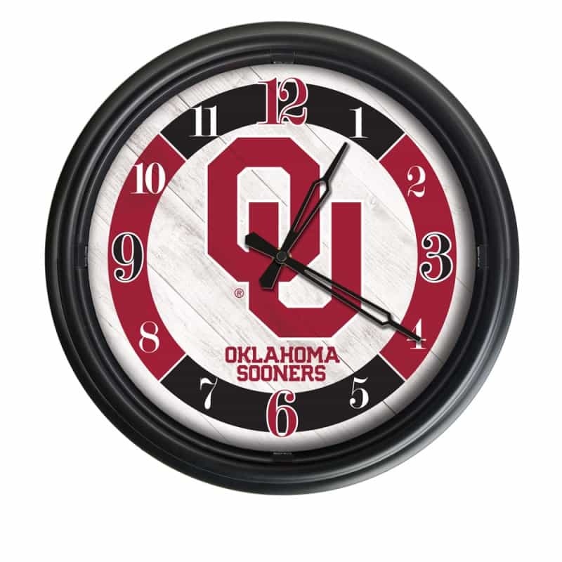 Oklahoma University Indoor/Outdoor Led Wall Clock By Holland Bar Stool Co