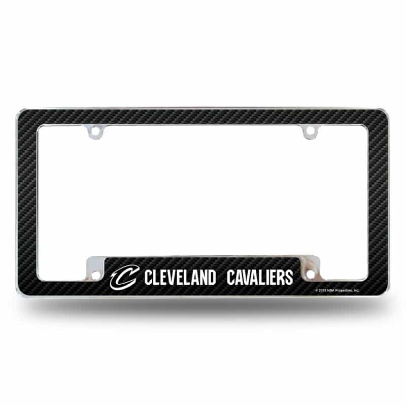 Rico Industries Nba Basketball Cleveland Cavaliers Carbon Fiber 12" X 6" Chrome All Over Automotive License Plate Frame