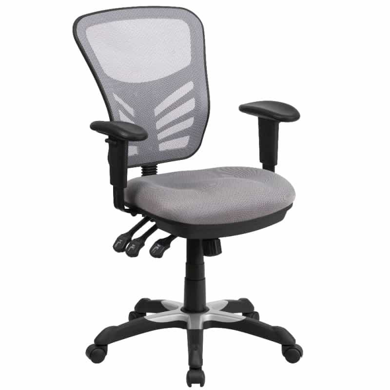 Nicholas Mid-Back Gray Mesh Multifunction Executive Swivel Ergonomic Office Chair With Adjustable Arms