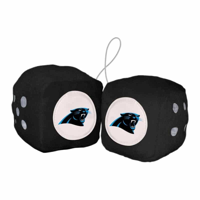 Carolina Panthers Team Color Fuzzy Dice Decor 3" Set