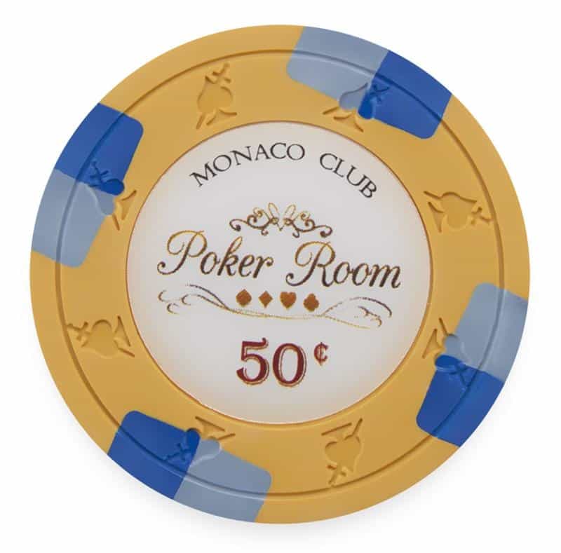 Monaco Club Series 13.5 Gram Poker Chips - $0.50 Sold By The Roll Of 25Pcs