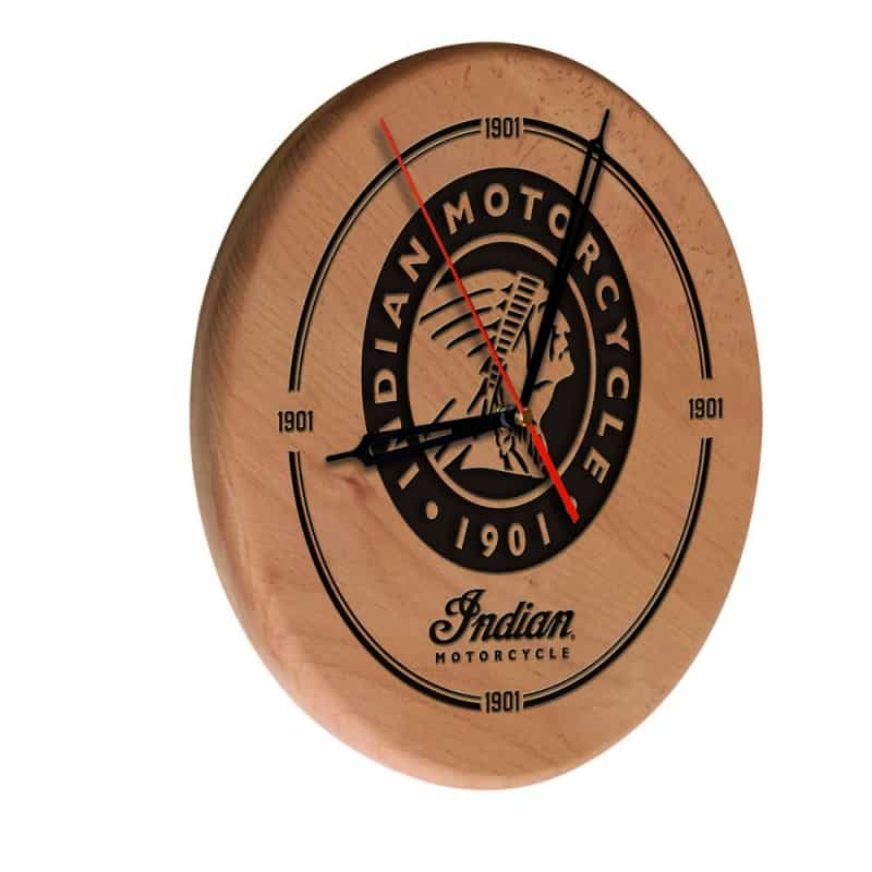 Indian Motorcycle Laser Engraved Wood Clock By The Holland Bar Stool Co