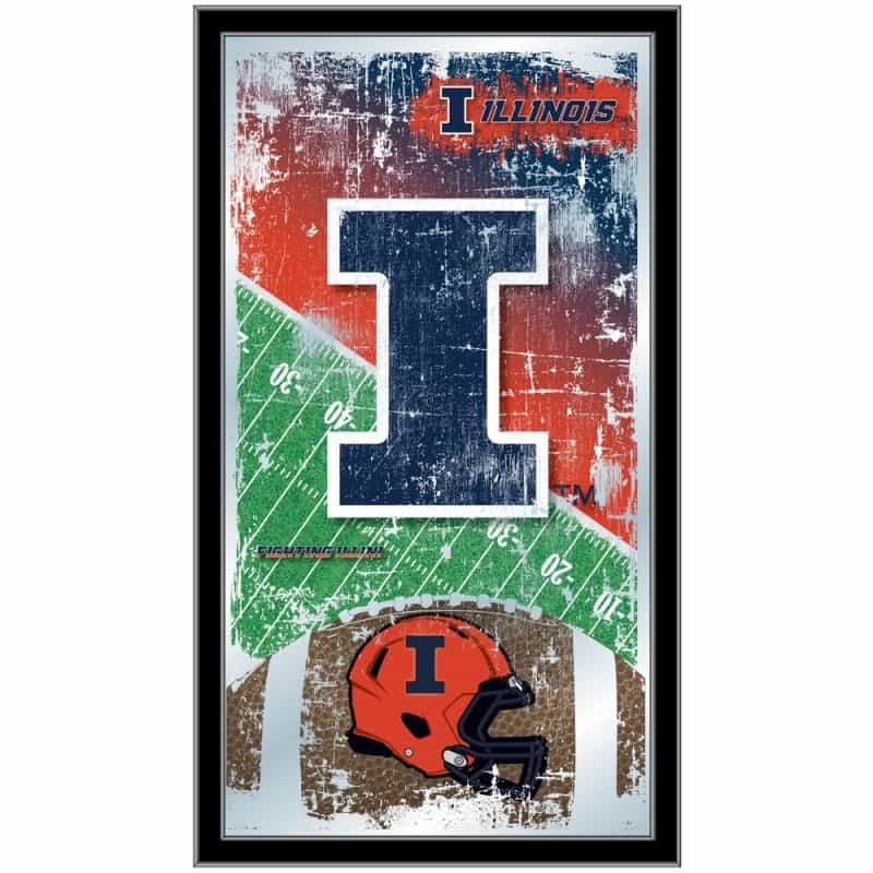 Illinois 15" X 26" Football Mirror By Holland Bar Stool Company