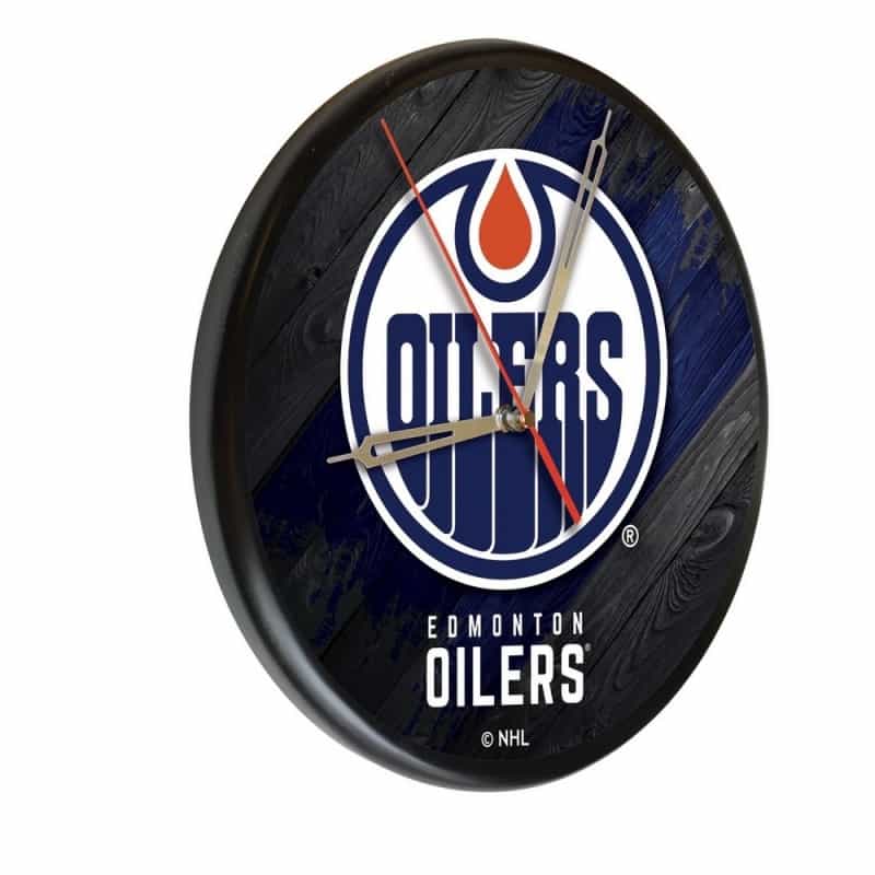 Edmonton Oilers Digitally Printed Wood Clock By The Holland Bar Stool Co