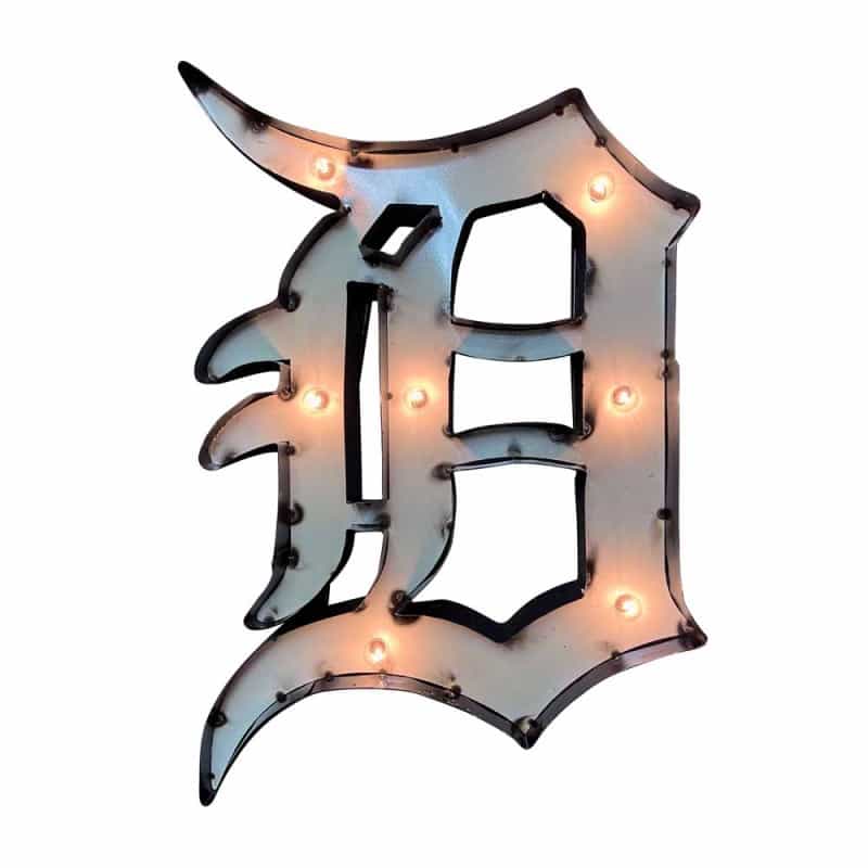 Detroit Tigers Lighted Recycled Metal Sign