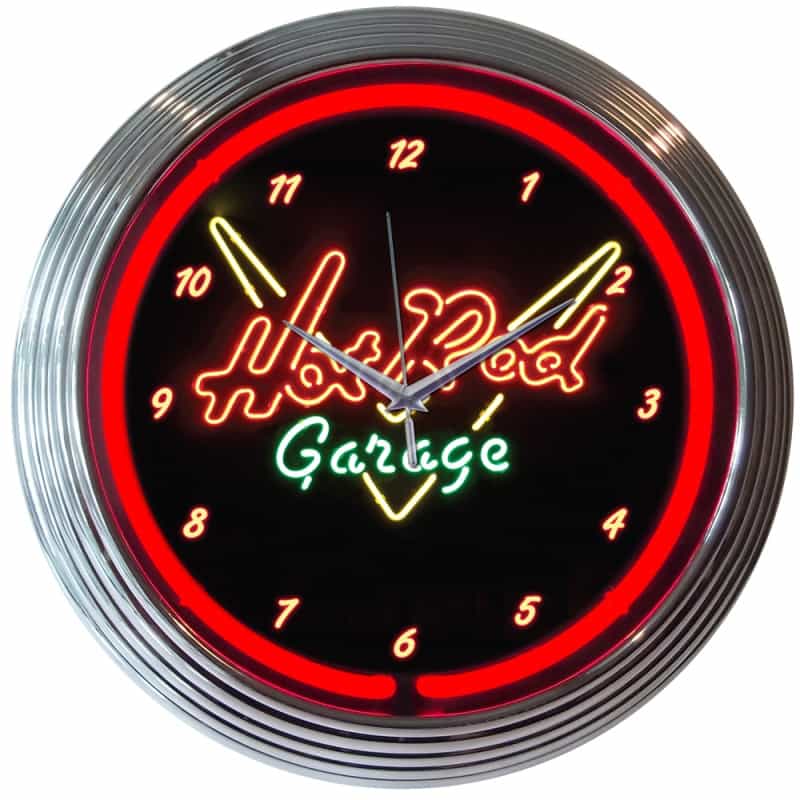 Hot Rod Garage Neon Clock 15" X 15" X 3"