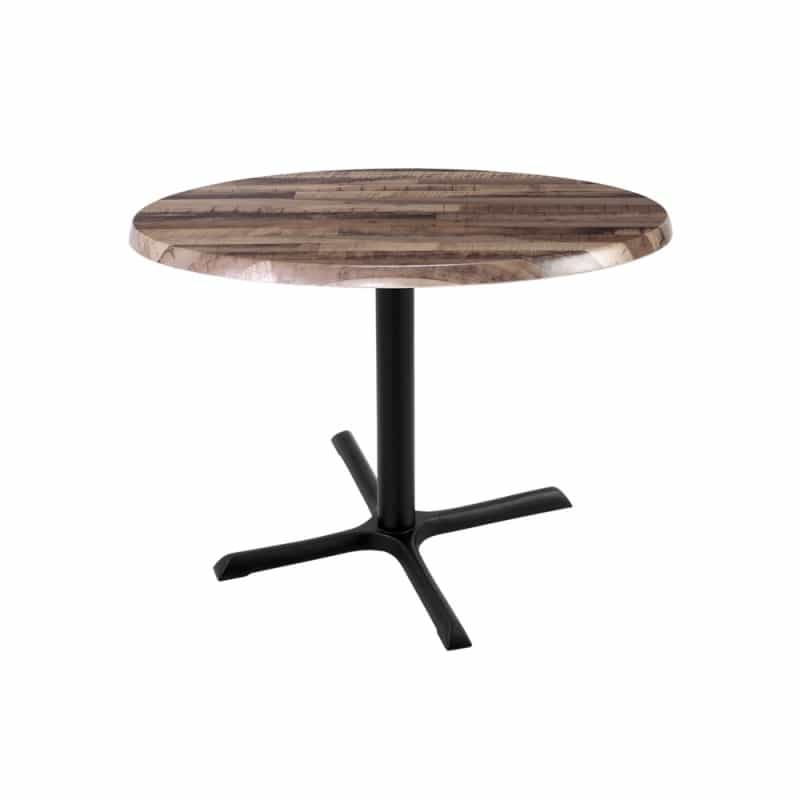 Indoor/Outdoor 30" Tall Od211 Black Table Base With 30" X 30" Foot And 30" Diameter Indoor/Outdoor Rustic Top By The Holland Bar Stool Co