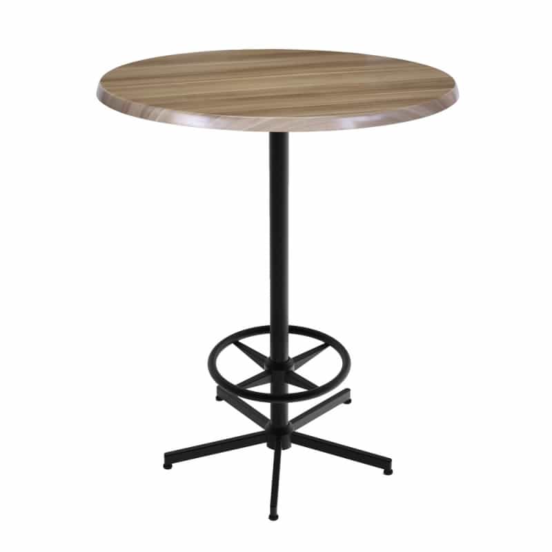 Indoor/Outdoor 42" Tall Od216 Black Table Base With 30" Diameter Indoor/Outdoor Natural Top By The Holland Bar Stool Co