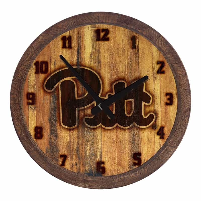 Pitt Panthers: Branded "Faux" Barrel Top Wall Clock