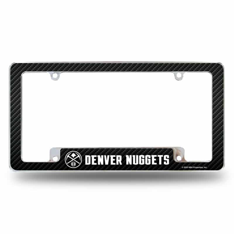 Rico Industries Nba Basketball Denver Nuggets Black 12" X 6" Chrome All Over Automotive License Plate Frame