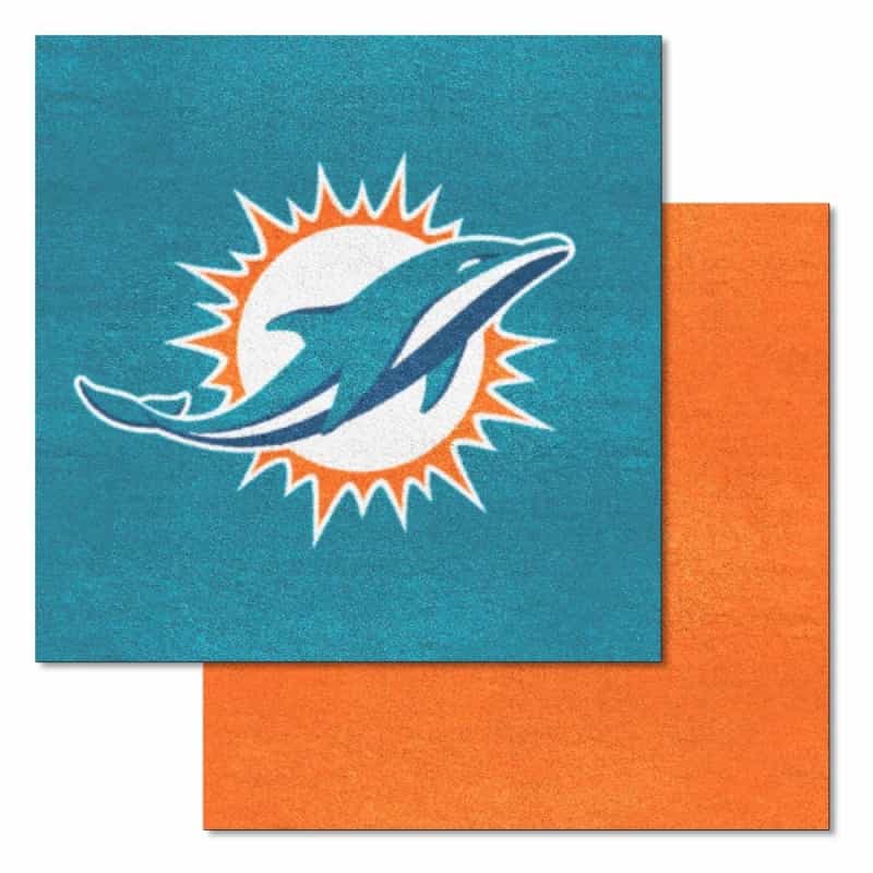 Miami Dolphins Team Carpet Tiles - 45 Sq Ft. - Dolphin Primary Logo