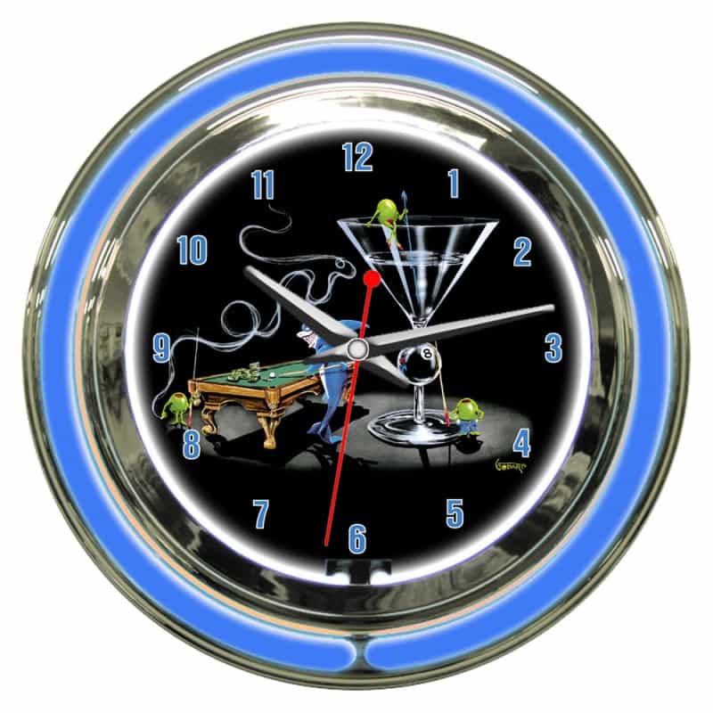 Michael Godard Pool Shark Ii Neon Clock 14"