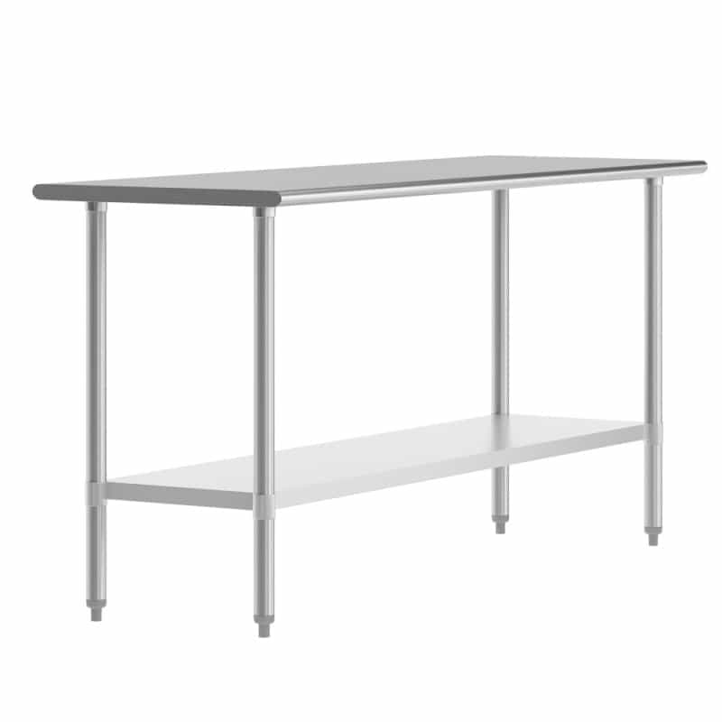Reese 24X72 Portable Prep And Work Table With Nsf Certified 18 Gauge Stainless Steel Top Shelf And Adjustable Galvanized Steel Undershelf