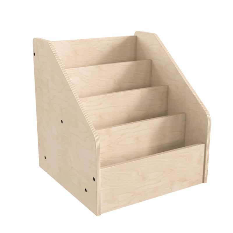 Bright Beginnings Commercial Grade Modular Wooden Classroom 4 Tier Book Display Shelf, Natural