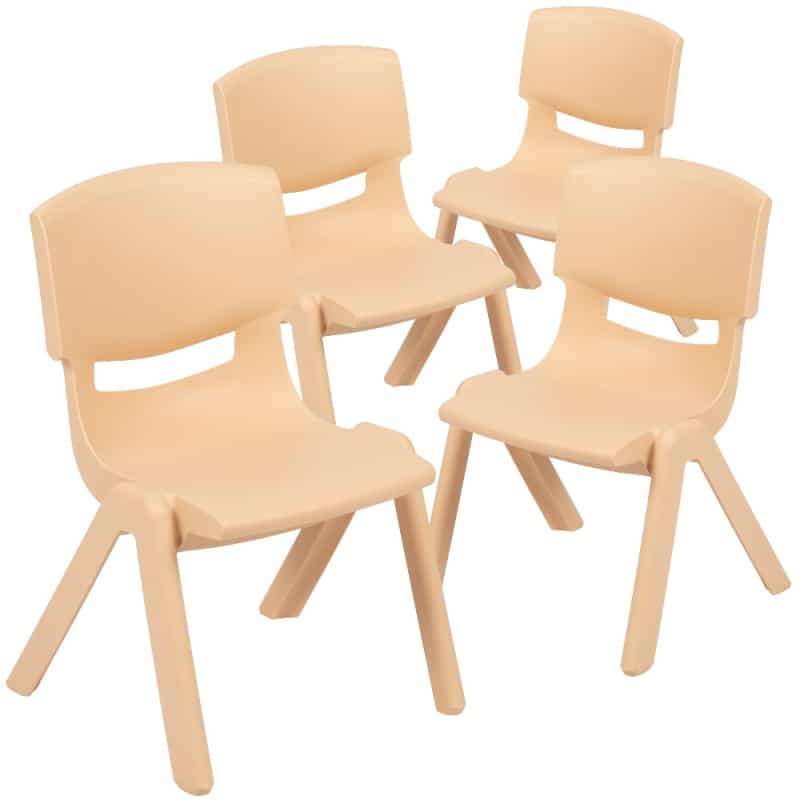 Whitney 4 Pack Natural Plastic Stackable School Chair With 10.5" Seat Height