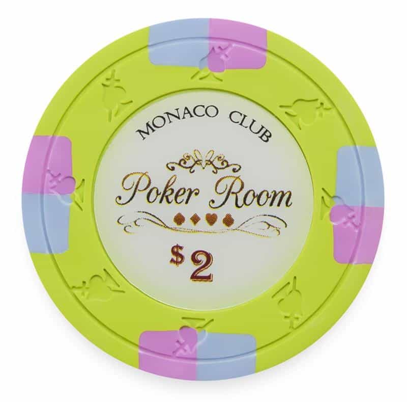 Monaco Club Series 13.5 Gram Poker Chips - $2 Sold By The Roll Of 25Pcs