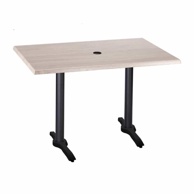 Two Indoor/Outdoor 36" Tall Od211eb Black Table Bases With A 22" Foot And A 30" X 48" Indoor/Outdoor Top With Umbrella Hole By The Hbs, Top Color: White Ash
