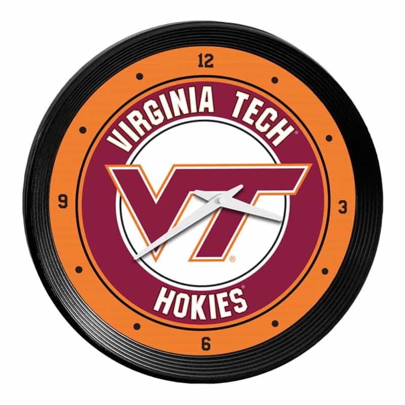 Virginia Tech Hokies: Ribbed Frame Wall Clock