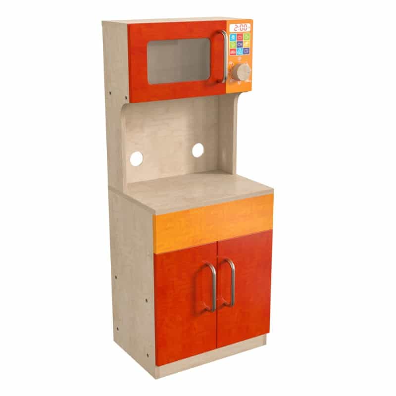 Bright Beginnings Commercial Grade Greenguard Certified Wooden Children'skitchen Cabinet With Microwave