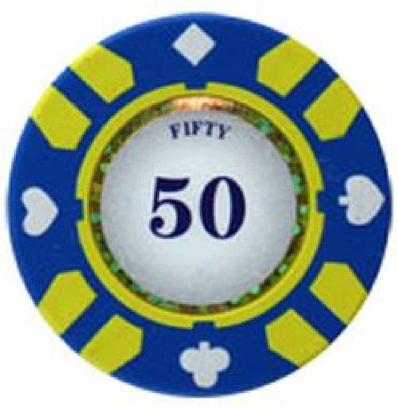 Stripe Suited V2 Clay Poker Chip $50 13.5G Sold By The Roll