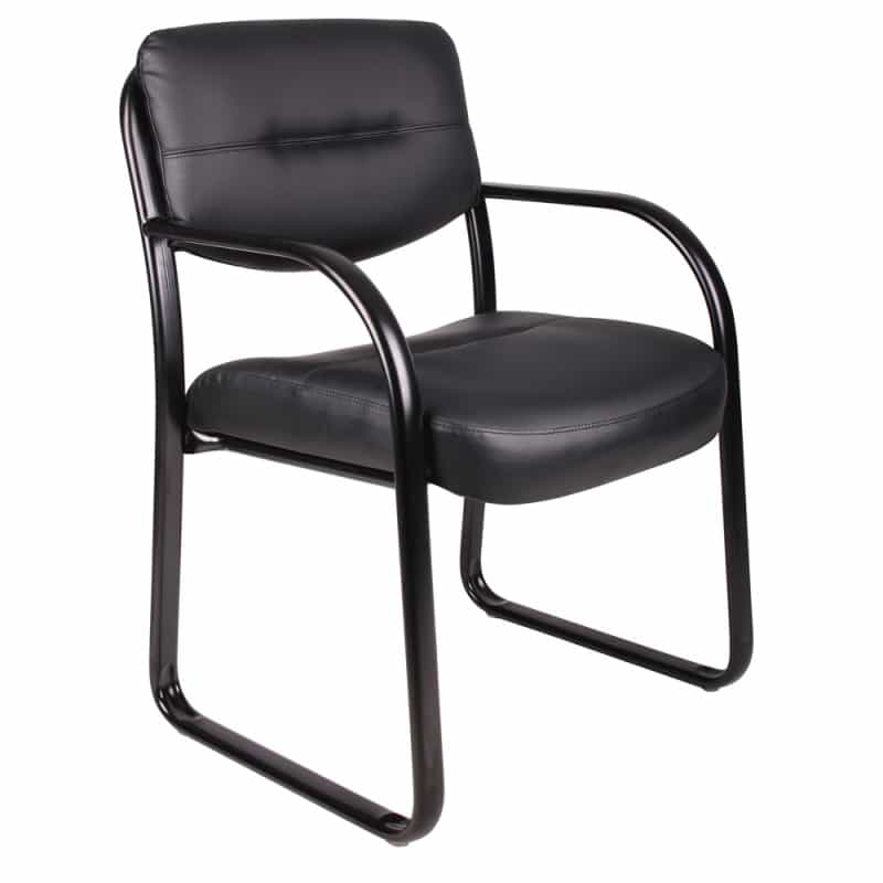 Mid-Back Leatherplus Poker Chair On Sturdy Steel Frame With Sled Base
