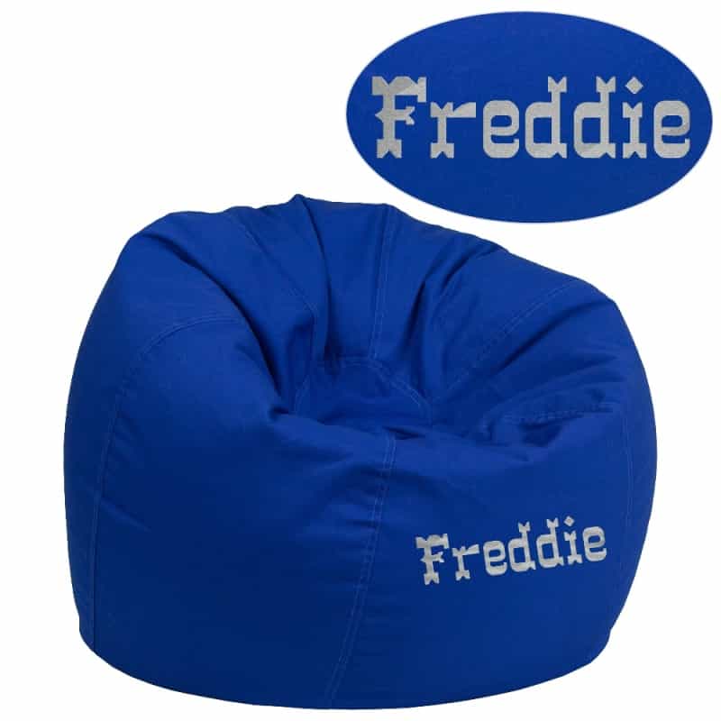 Dillon Personalized Small Solid Royal Blue Bean Bag Chair For Kids And Teens