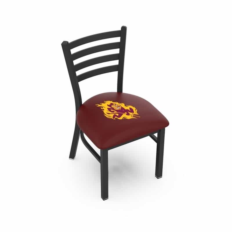 L00418 Black Wrinkle Arizona State Stationary Chair With Ladder Style Back And Sparky Logo By Holland Bar Stool Co