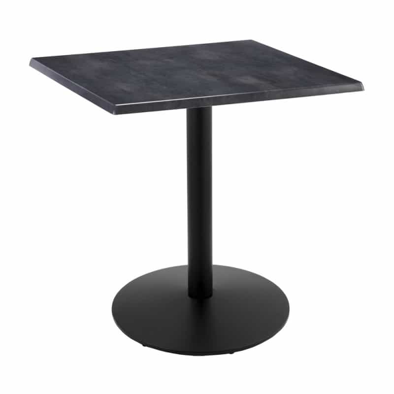Indoor/Outdoor 36" Tall Od214 Black Table Base With 22" Diameter Foot And 30" X 30" Square Indoor/Outdoor Black Steel Top By The Holland Bar Stool Co