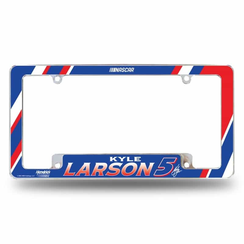 Rico Industries Nascar Racing Kyle Larson 12" X 6" Chrome All Over Automotive License Plate Frame
