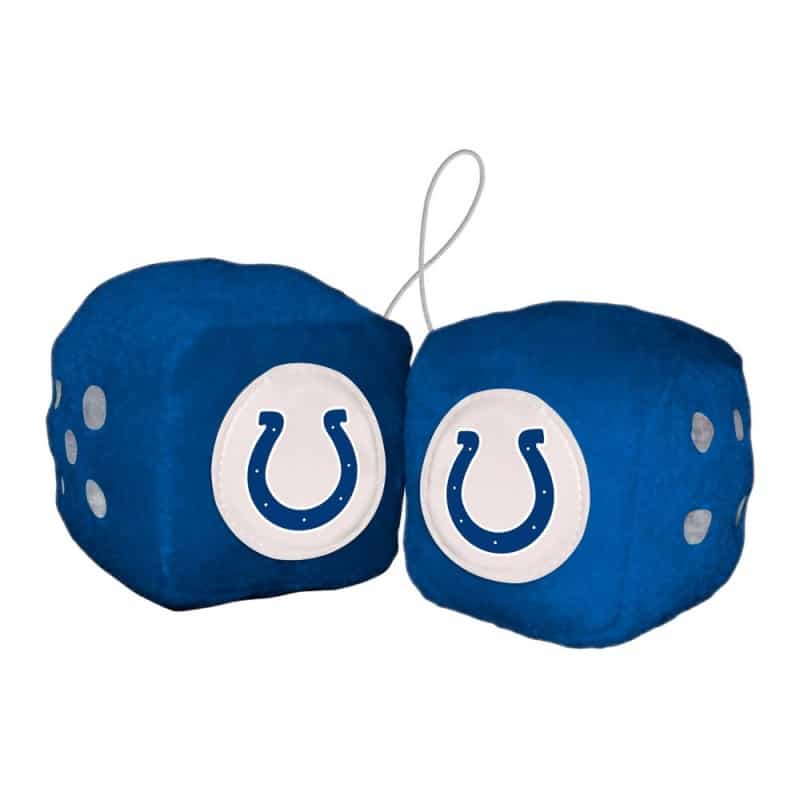 Indianapolis Colts Team Color Fuzzy Dice Decor 3" Set