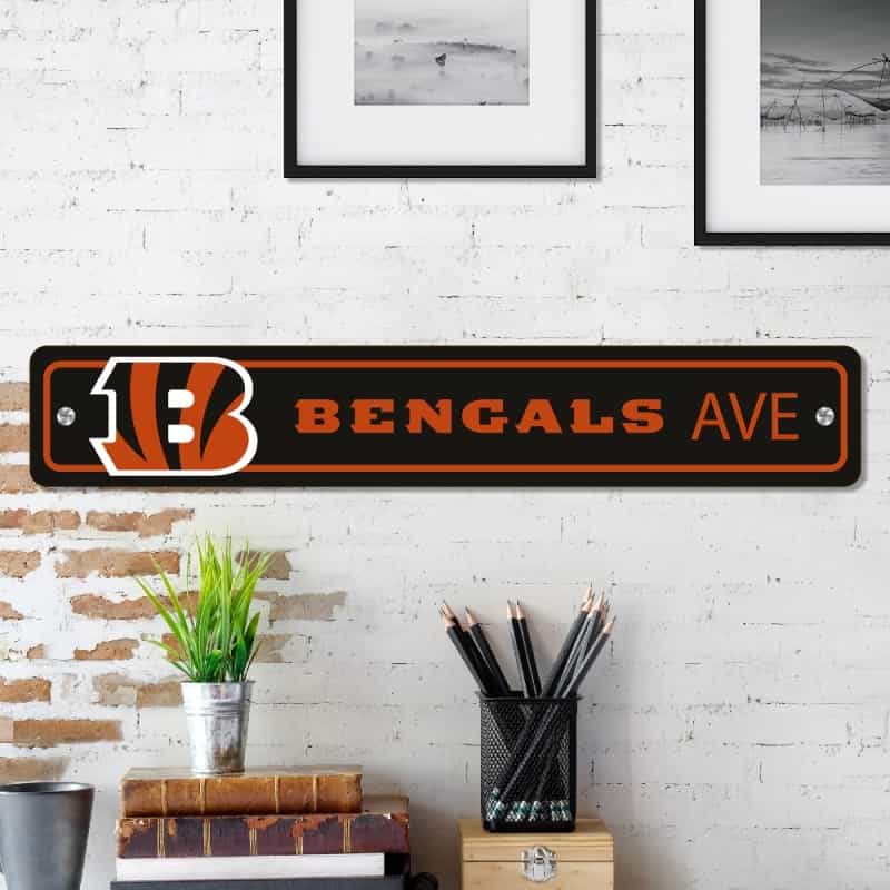 Cincinnati Bengals Team Color Street Sign Decor 4In. X 24In. Lightweight