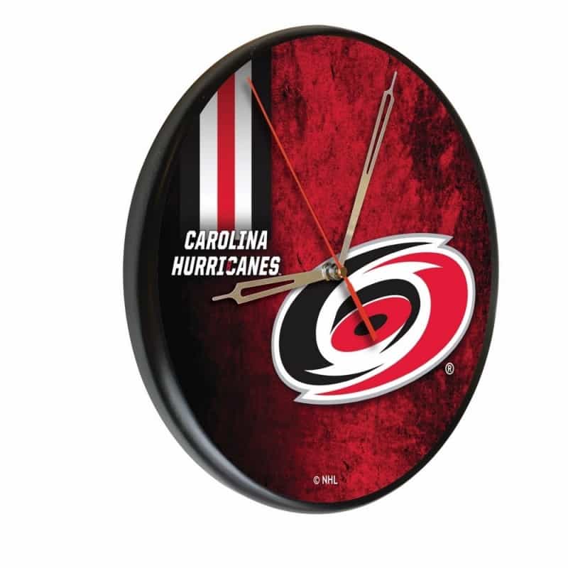 Carolina Hurricanes 13" Solid Wood Clock By Holland Bar Stool Co