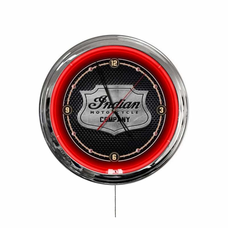 Indian Motorcycle (Metal Shield) 16" Led Wall Clock