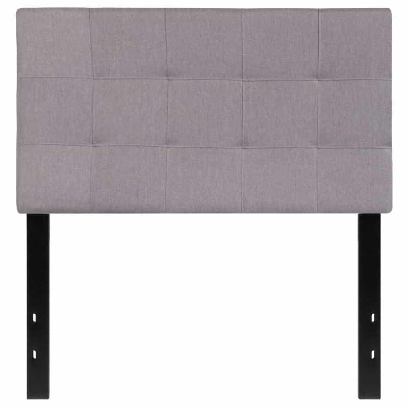 Bedford Tufted Upholstered Twin Size Headboard In Light Gray Fabric