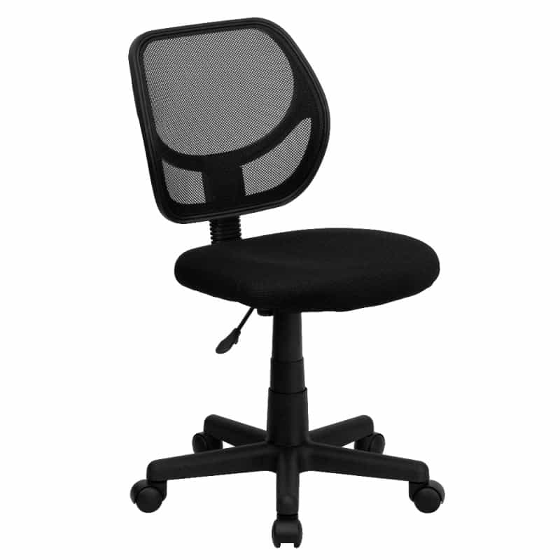 Neri Low Back Black Mesh Swivel Task Office Chair With Curved Square Back
