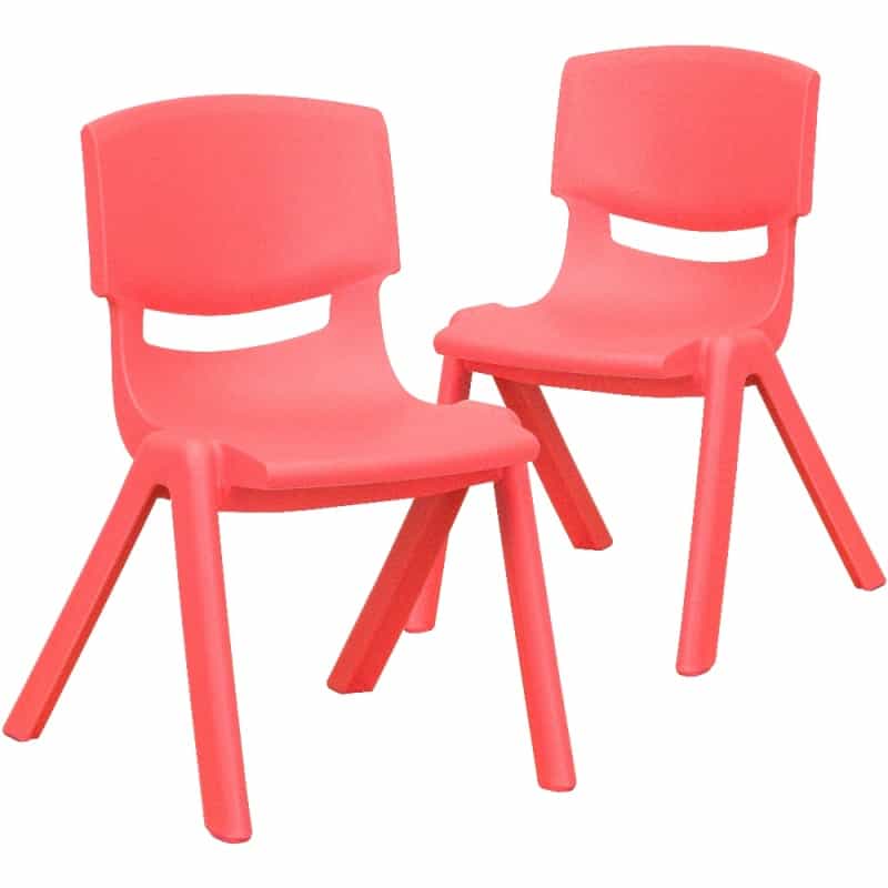 Whitney 2 Pack Red Plastic Stackable School Chair With 12" Seat Height