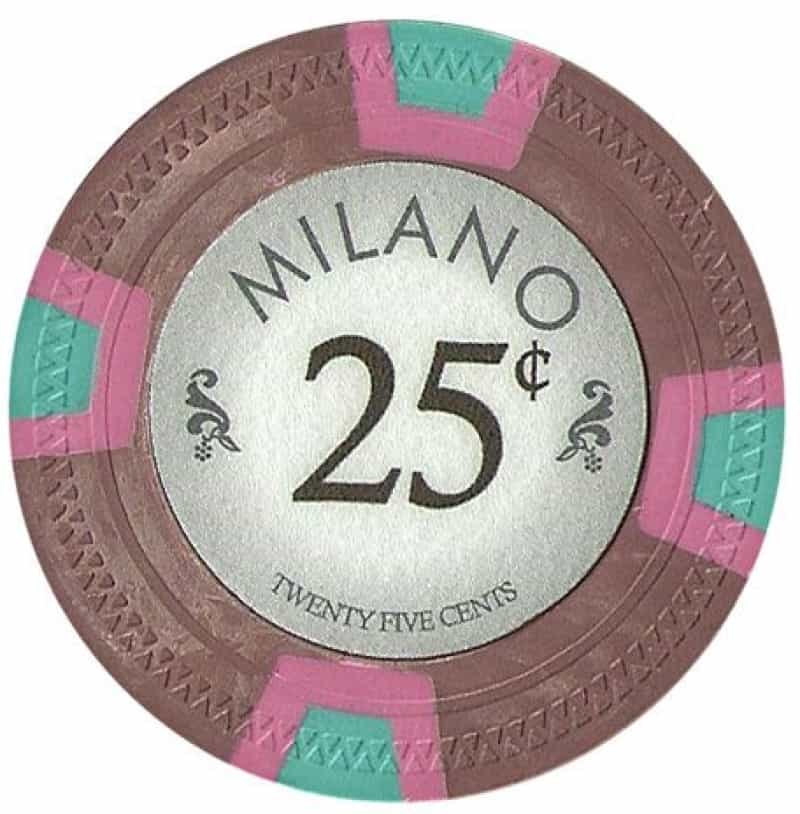 Milano 10 Gram Clay Poker Chip $0.25 Sold By The Roll Of 25Pcs