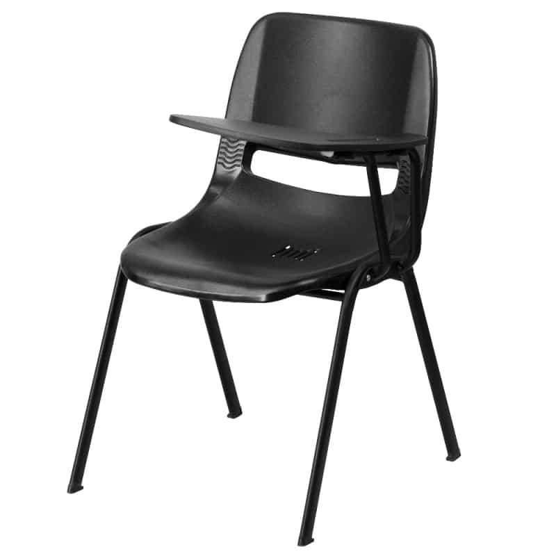 Hercules Black Ergonomic Shell Chair With Left Handed Flip-Up Tablet Arm