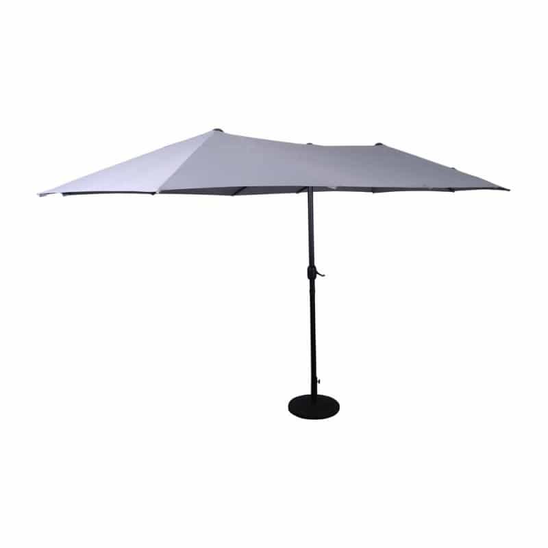 Elizabeth Commercial Grade 15 Ft Triple Head Patio Umbrella With Crank And Easy Lift Functionality In Gray
