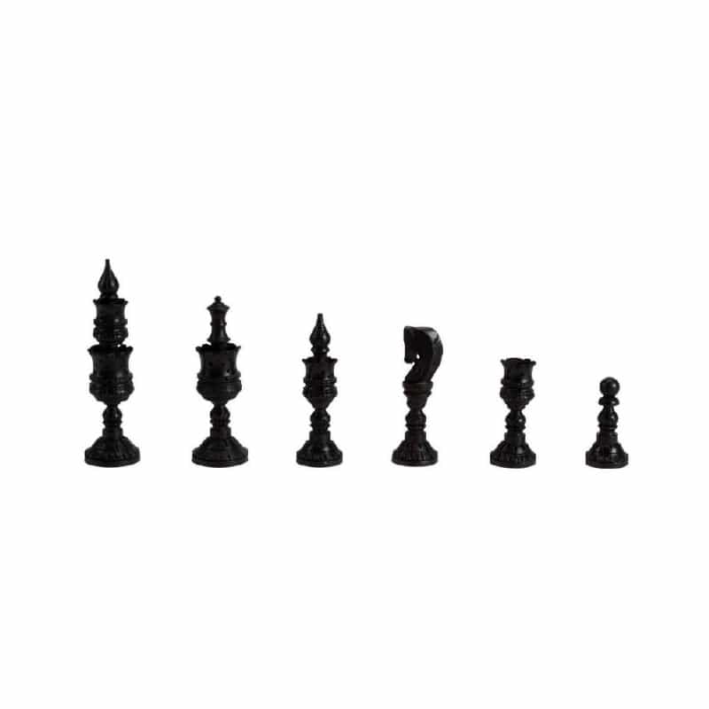 4" Wooden Indian Chessmen Pieces In A Wooden Storage Box