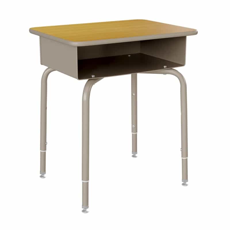 Billie Student Desk With Open Front Metal Book Box - Maple/Silver
