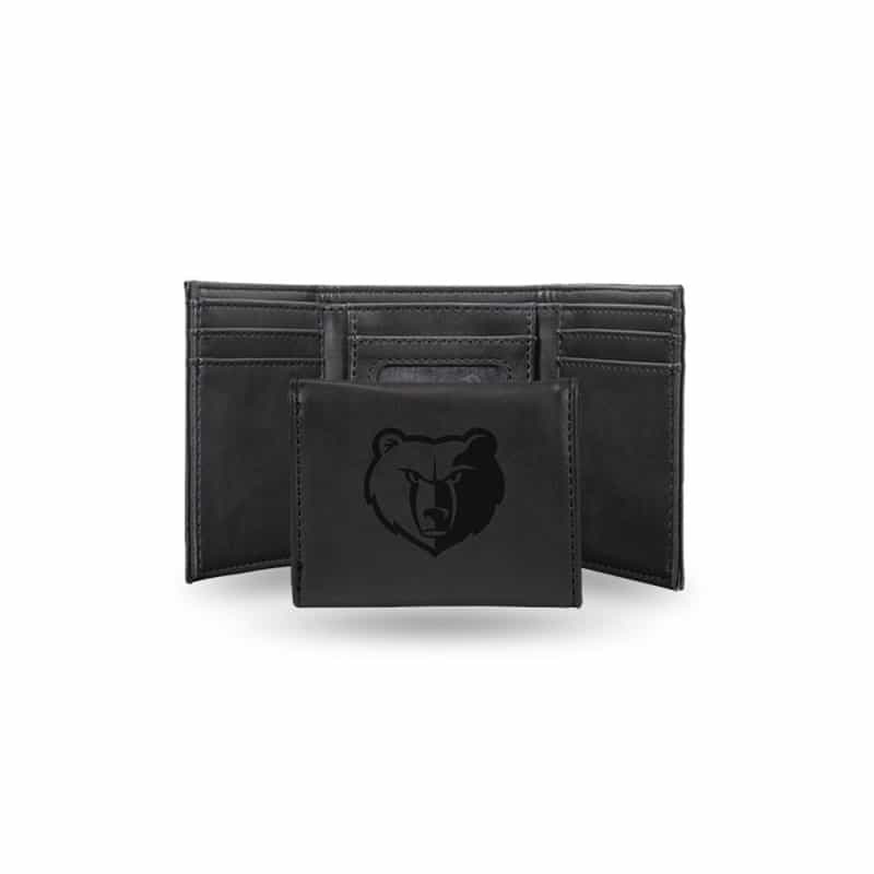 Grizzlies Laser Engraved Black Trifold Wallet