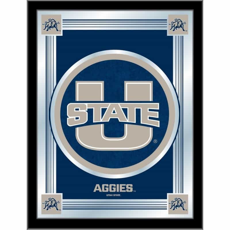 Utah State University 17"X22" Logo Wall Mirror By Holland Bar Stool Company, Design Options: Design 1