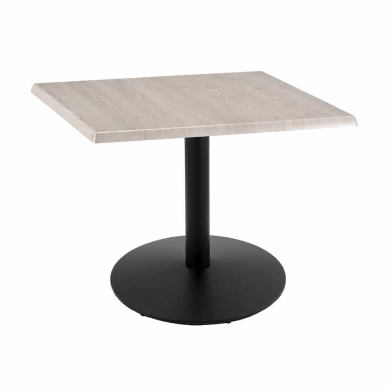 Indoor/Outdoor 30" Tall Od214 Black Table Base With 22" Diameter Foot And 30" X 30" Square Indoor/Outdoor Top By The Holland Bar Stool Co, Top Color: White Ash