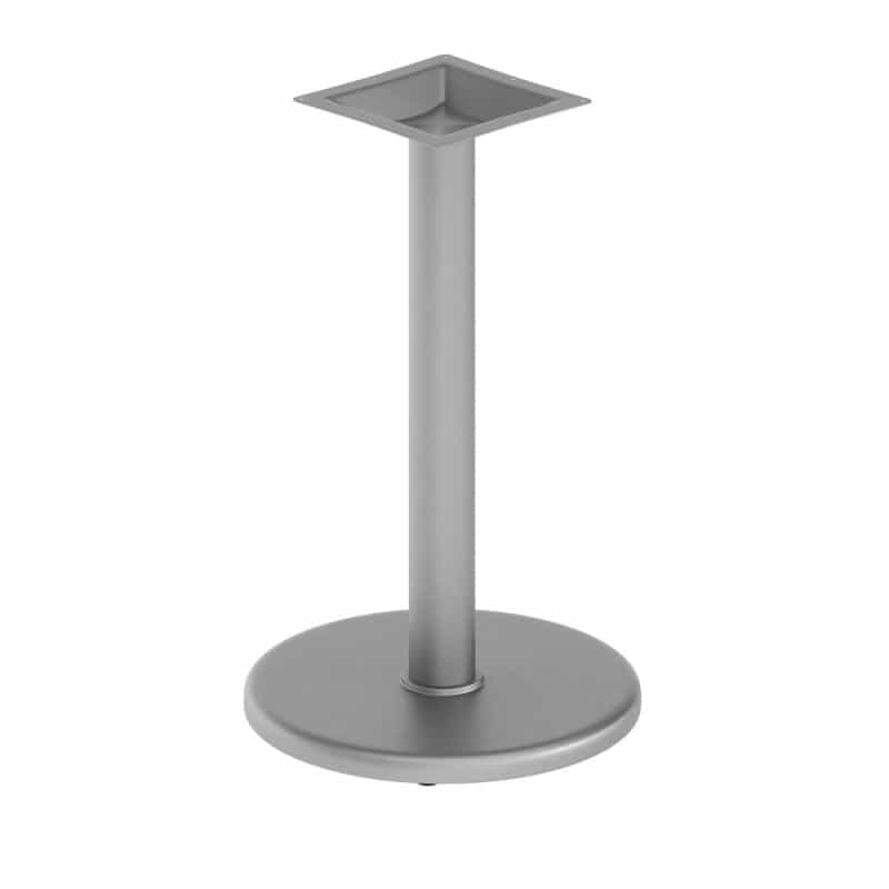 Beverly 18'' Round Restaurant Indoor/Outdoor Table Base With 3'' Dia. Table Height Column, Silver