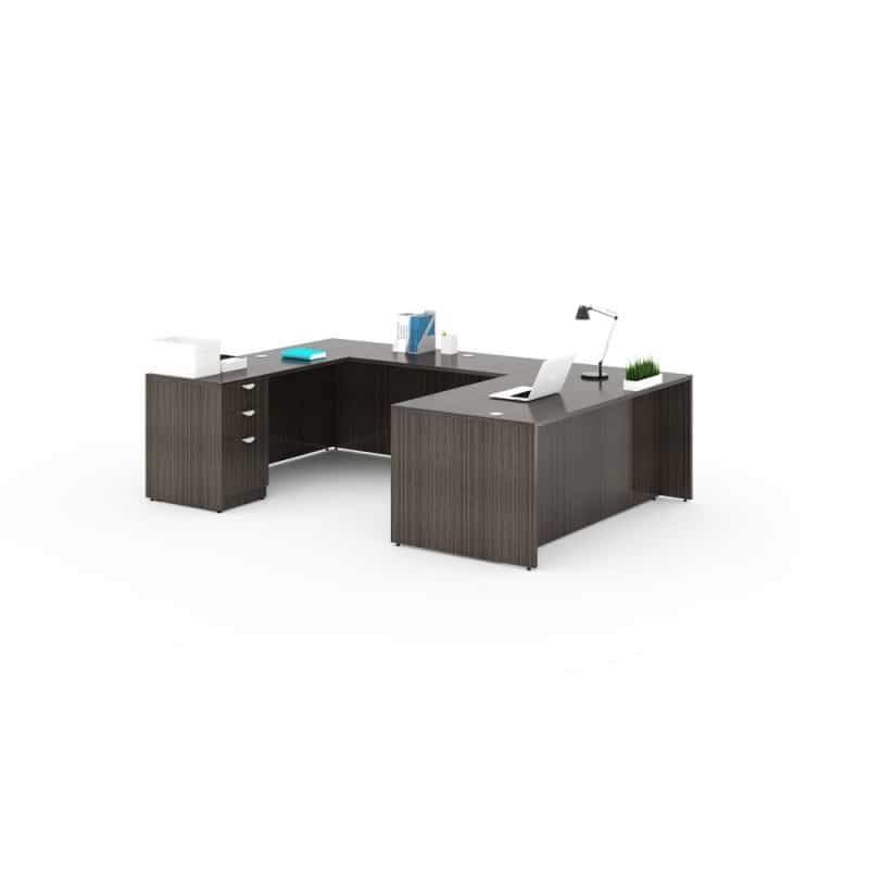 Boss Office Products 71 Inch Executive U-Shape Desk With Box/Box/File Storage Pedestal, Driftwood ((N101,N170,N143,N166)Driftwood)