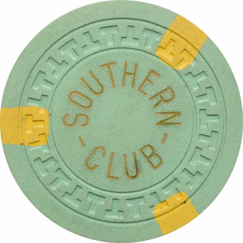 Southern Club Illegal Casino Hot Springs Arkansas $5 Chip Green With Yellow Edgespots